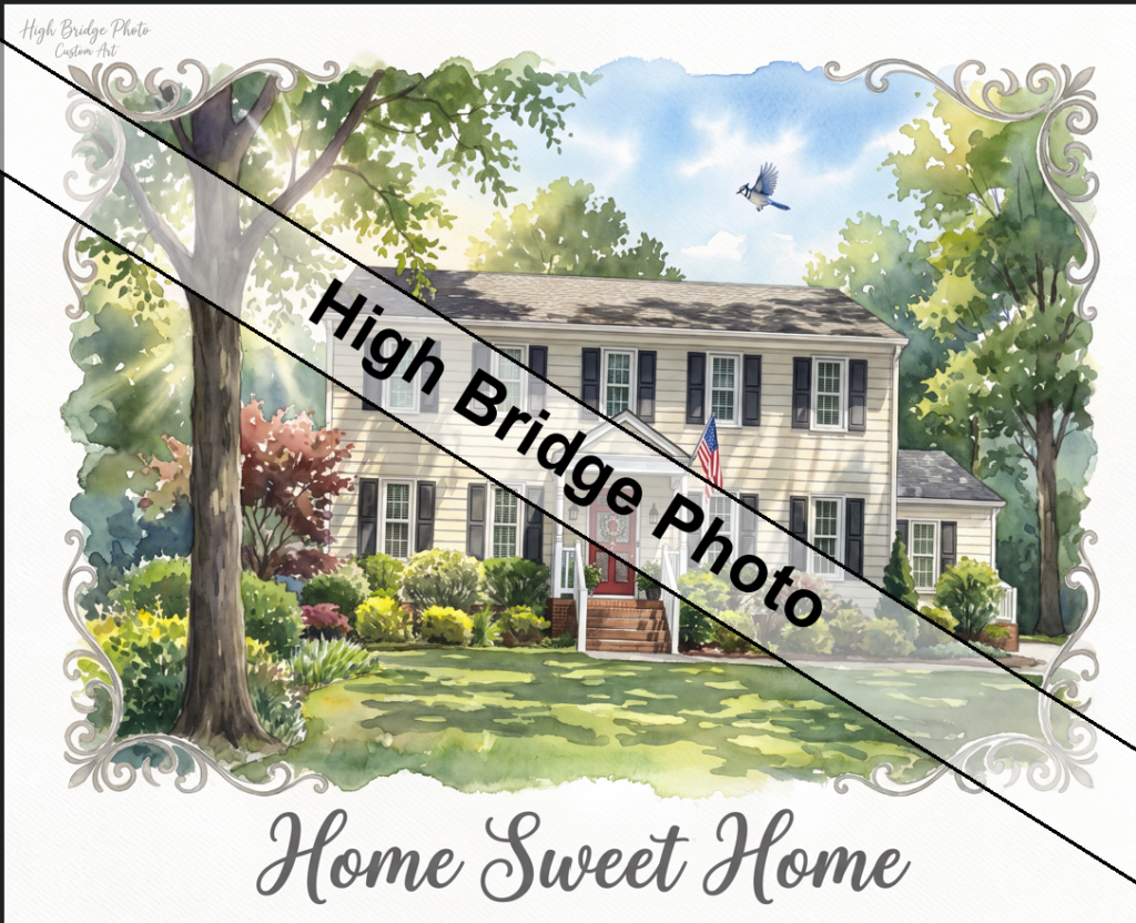 Custom watercolor house portrait sample